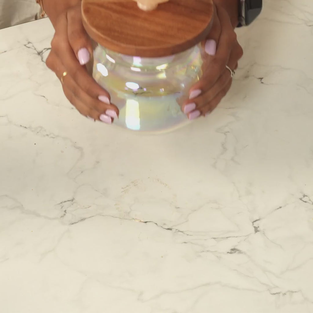 Halo Glass Jar with Wooden Lid product video