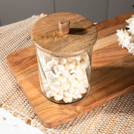 Twist Glass Canister with Wooden Lid