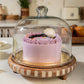 Sugar Sphere Acacia Wood Cake Stand with Glass Dome